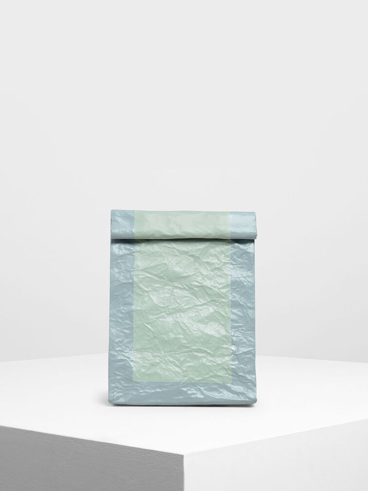 Paper Bag Clutch, Mint Green, hi-res