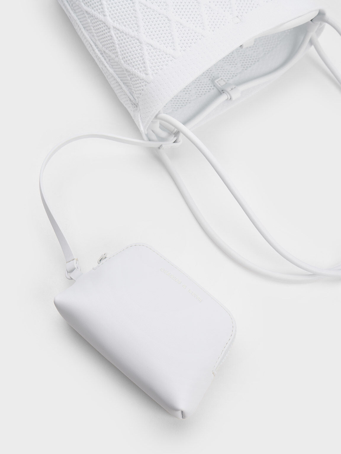 Genoa Knitted Drawstring Bag, White, hi-res