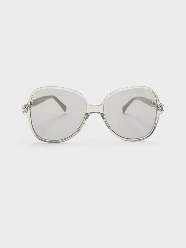 Delaney Chain-Link Butterfly Sunglasses, Minted Grey, hi-res