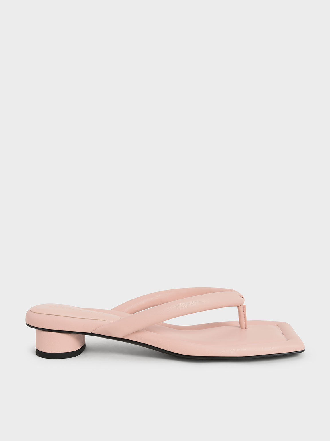 Charles & Keith Linen Asymmetric-toe Puffy Thong Sandals in Light Pink Womens Shoes Flats and flat shoes Flat sandals Pink 