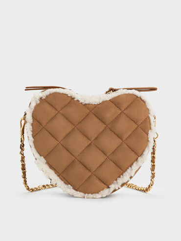Philomena Fur-Trim Quilted Heart Crossbody Bag, Multi, hi-res