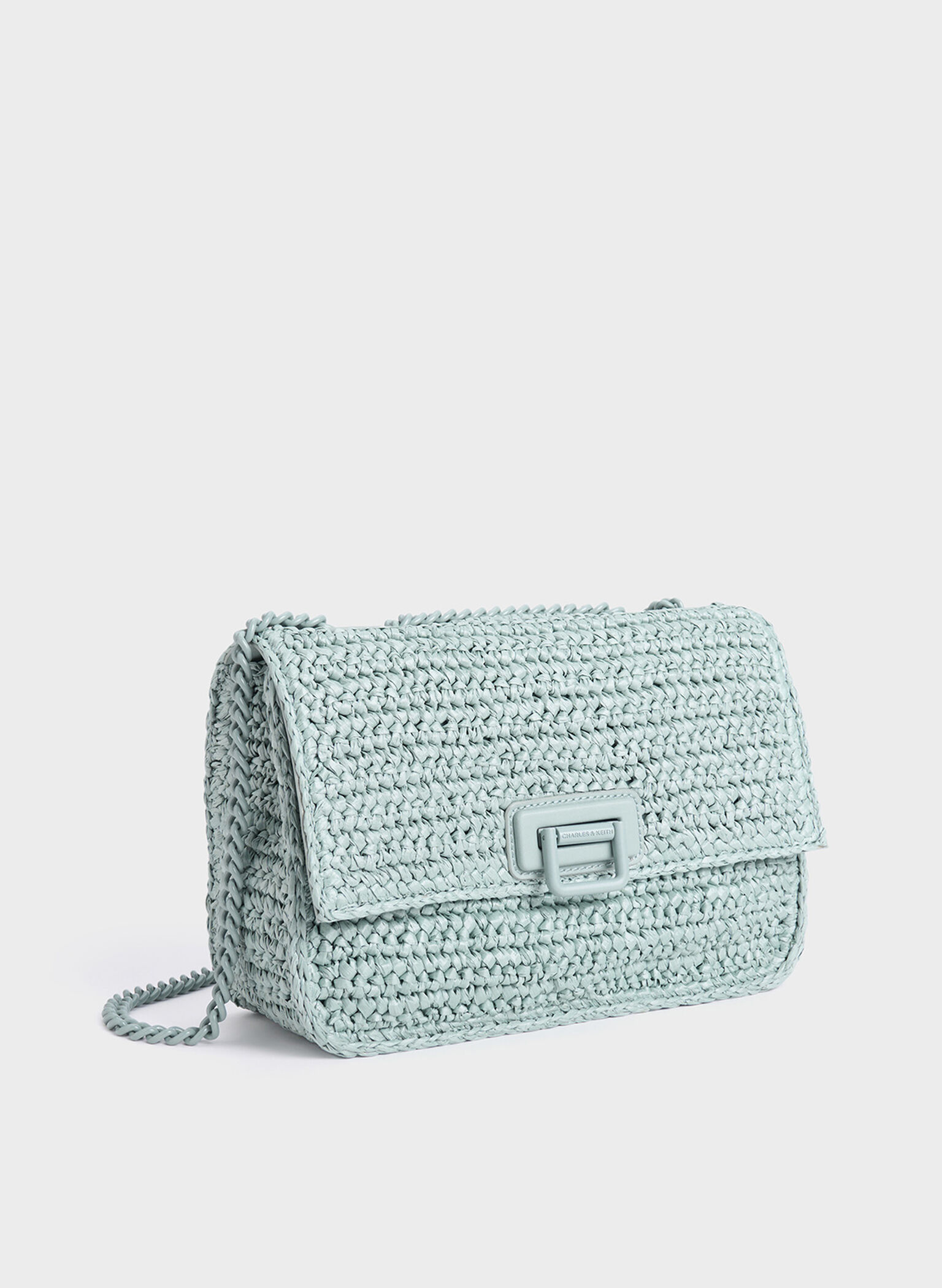 Neva Woven Chain-Strap Shoulder Bag, Sage Green, hi-res