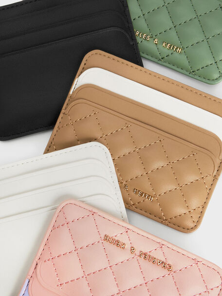 Cleo Two-Tone Quilted Card Holder, Pink, hi-res