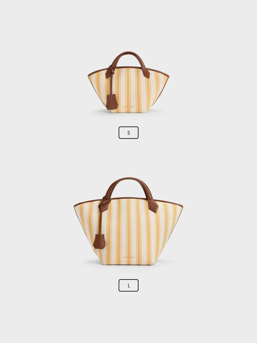 Large Ivanna Canvas Striped Tote Bag, Butterscotch Yellow, hi-res