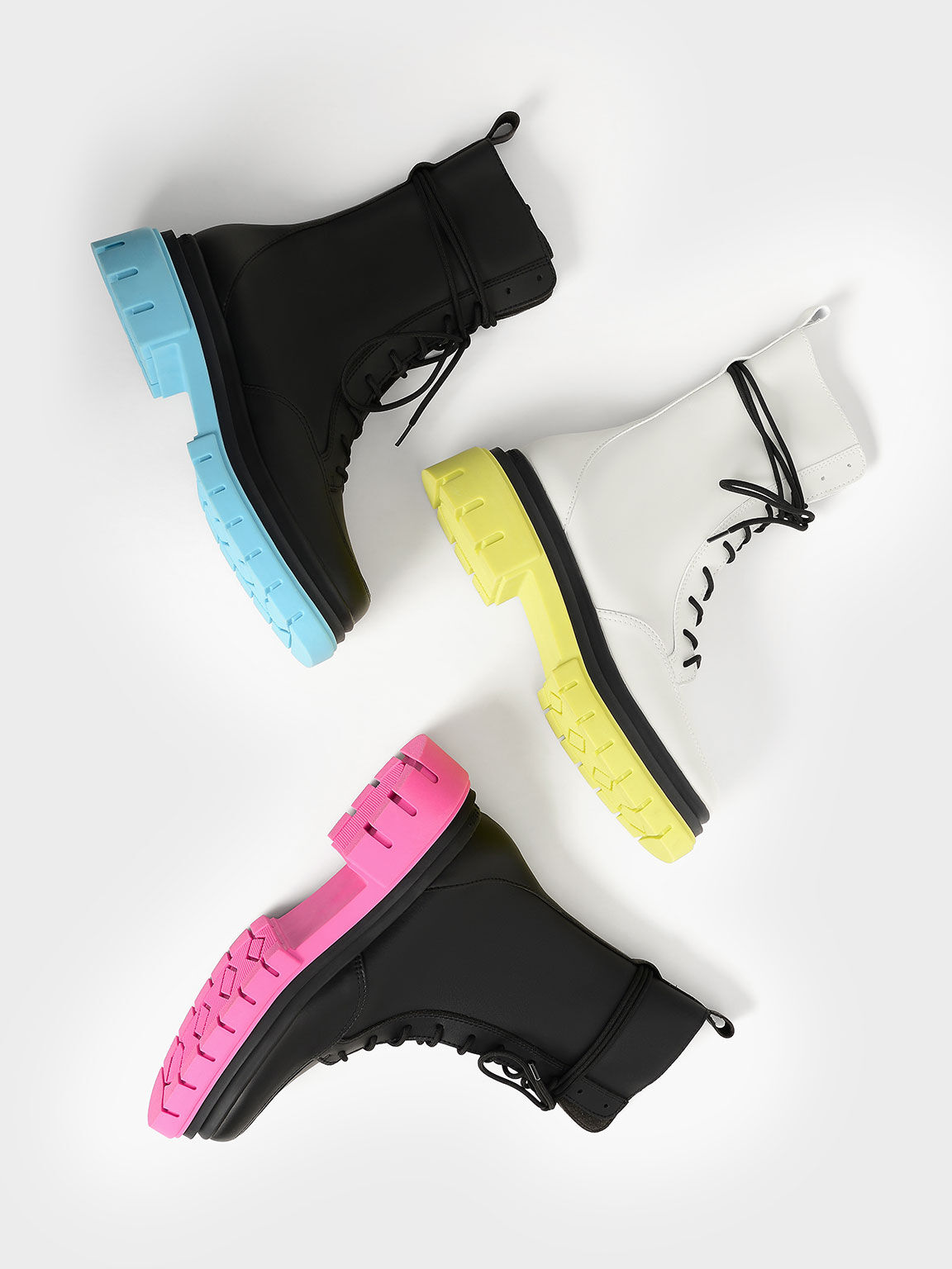 Iggy Coloured Sole Combat Boots​, Lime, hi-res