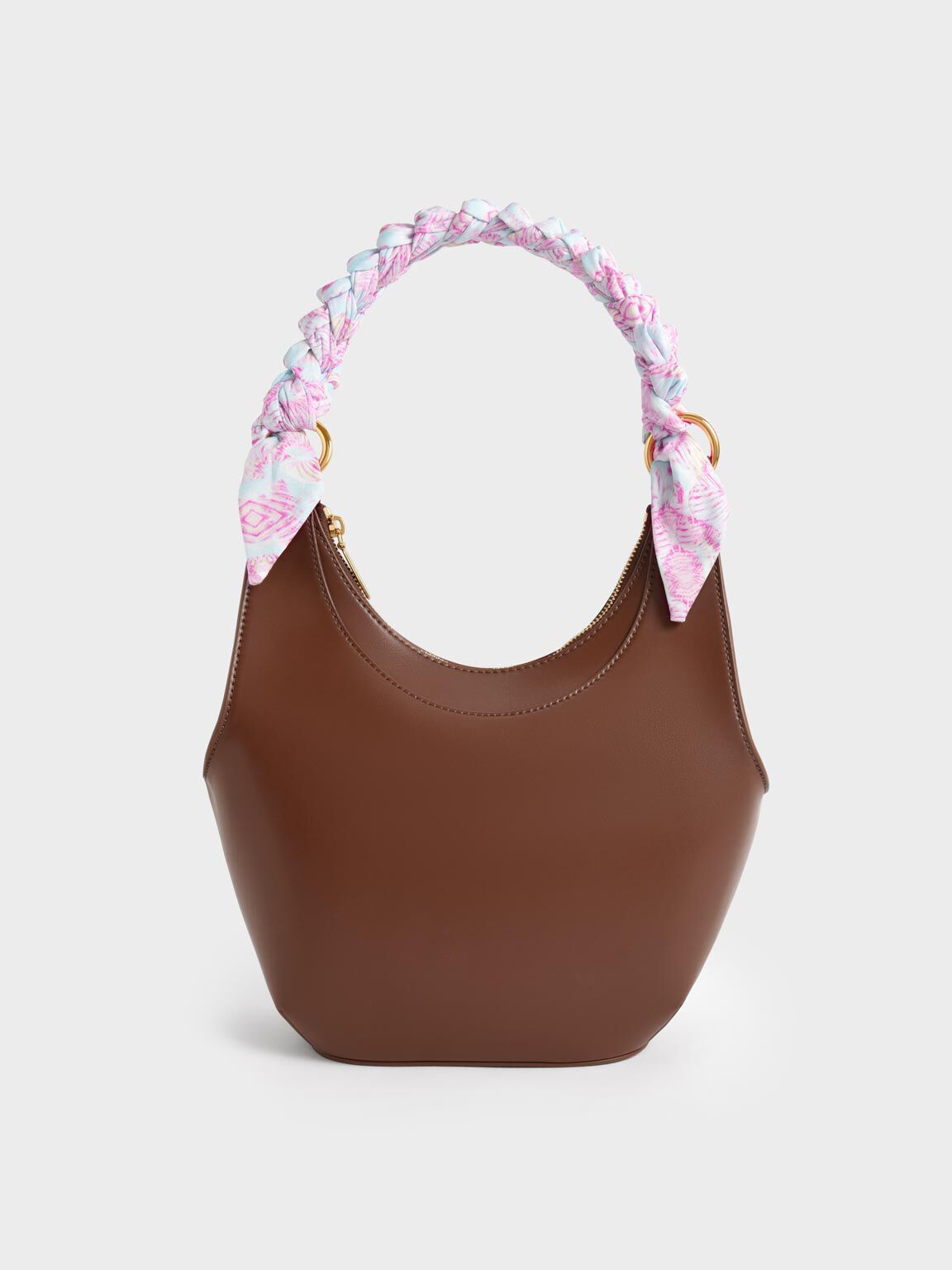 Ulani Scarf-Wrapped Hobo Bag, Chocolate, hi-res