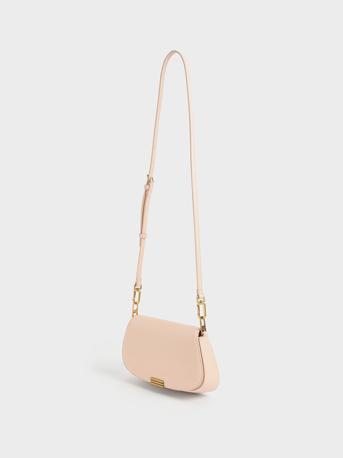 Linear Metallic Accent Small Shoulder Bag, Light Pink, hi-res