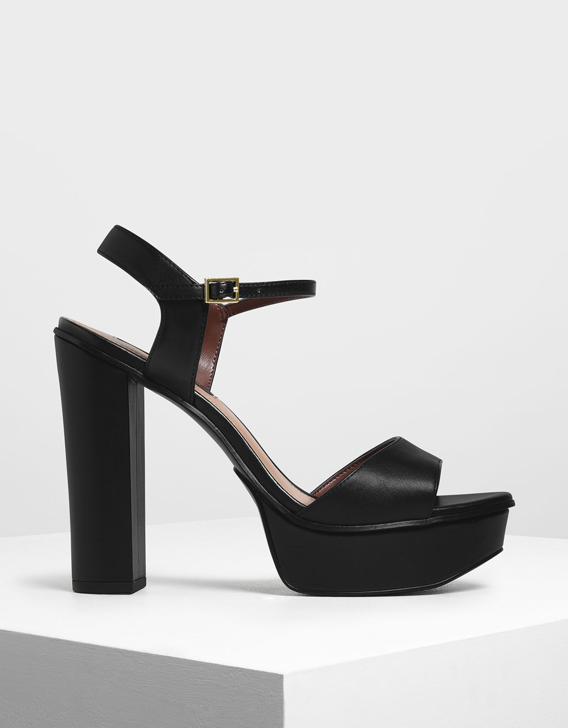 black block heels with platform