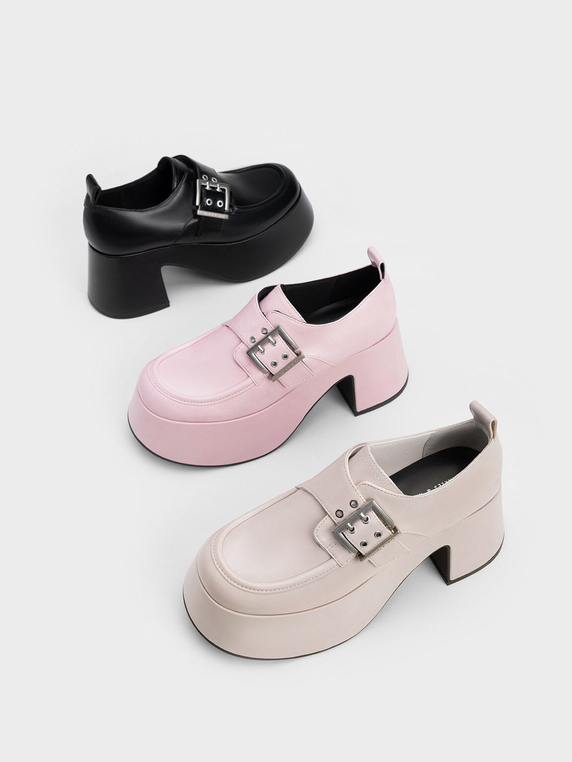 Light Pink Rubina Buckled Chunky Loafers CHARLES & KEITH BH