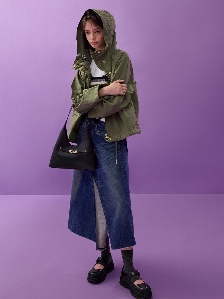 Sac hobo à boucle et détail métallique Arlet, Noir, hi-res