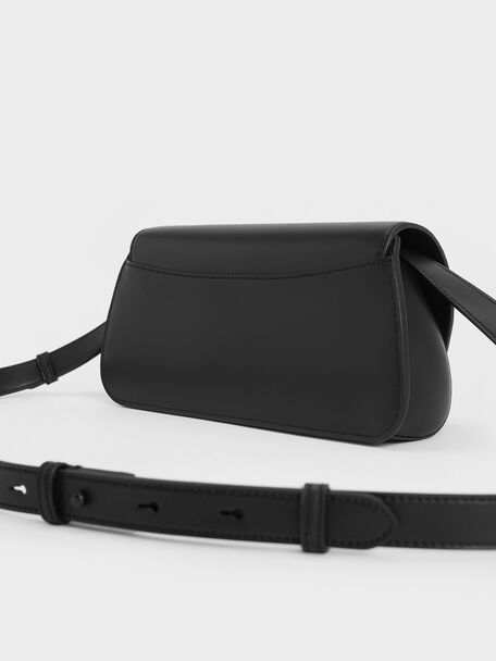 Cassiopeia Front Flap Shoulder Bag, Black, hi-res