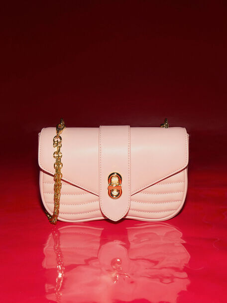 Aubrielle Panelled Crossbody Bag, Pink, hi-res