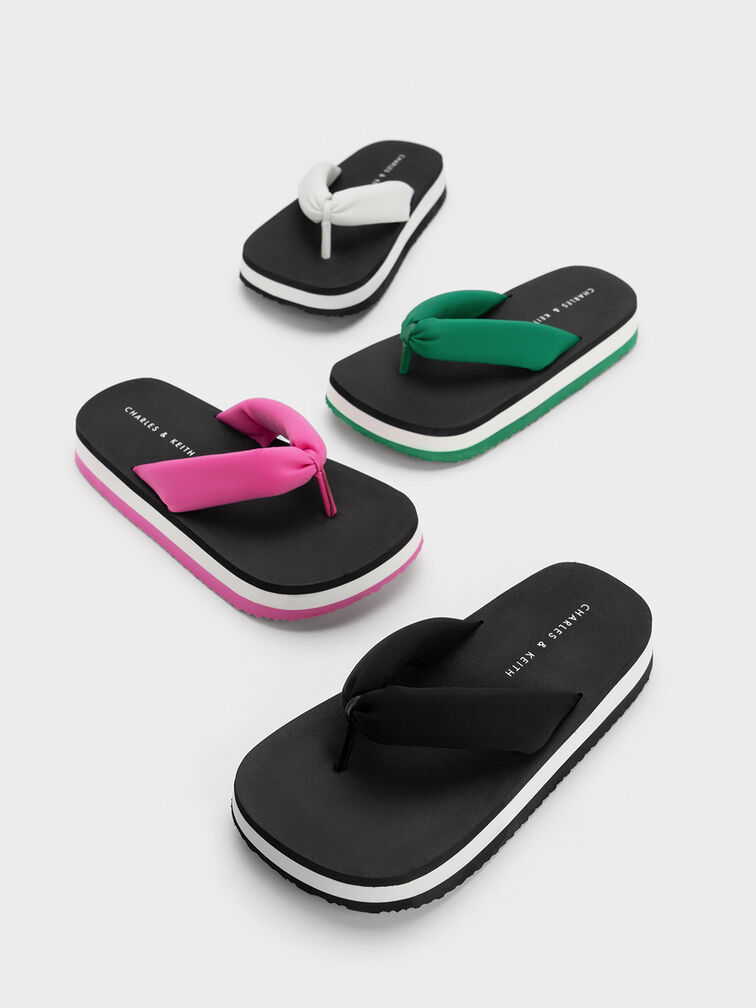 Tana Puffy Thong Sandals, Black, hi-res