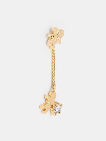 Athalia Gingerbread-Fairy Crystal-Star Drop Earrings, Gold, hi-res