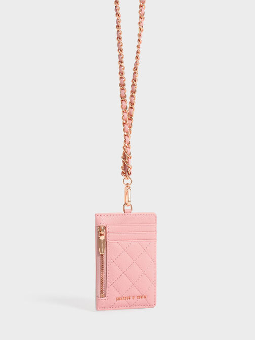 Braided Strap Card Holder, Pink, hi-res