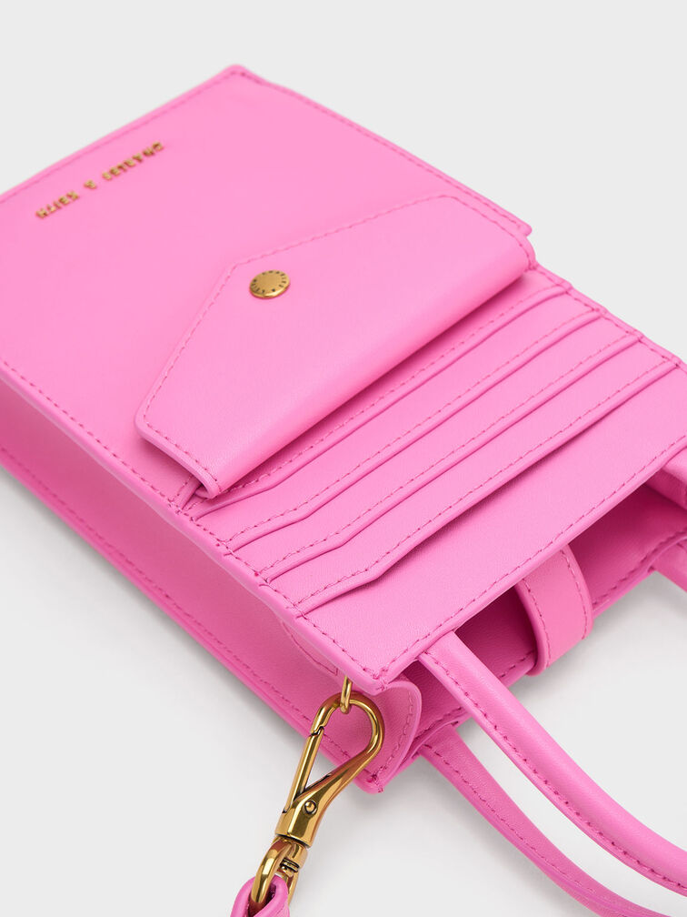 Este Belted Quilted Phone Pouch, Pink, hi-res