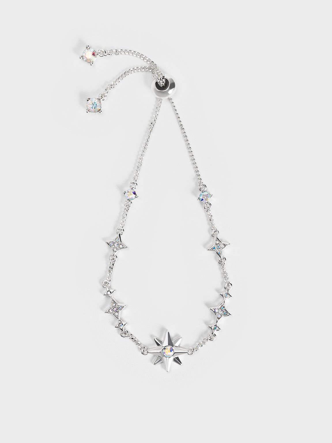 Star Motif Crystal-Embellished Bracelet, Plateado, hi-res