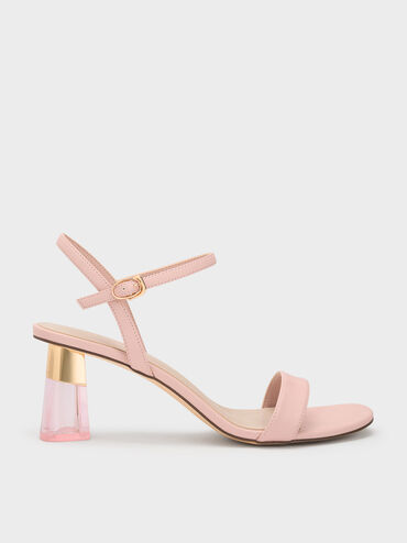 Oleana Clear Trapeze Heel Sandals, Blush, hi-res