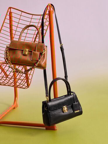 Mala Tote Acelynn com corrente tipo corda, Distressed Tan, hi-res