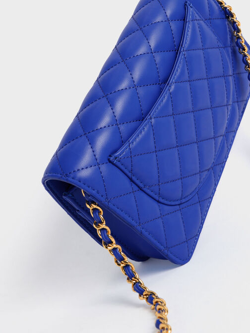 Quilted Push-Lock Clutch, Cerulean, hi-res