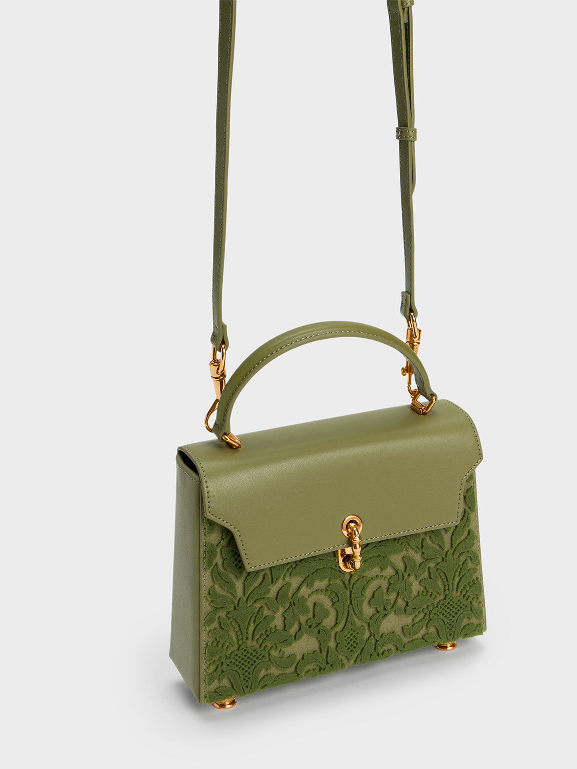 Marietta Floral Textured Trapeze Bag, Pistachio, hi-res