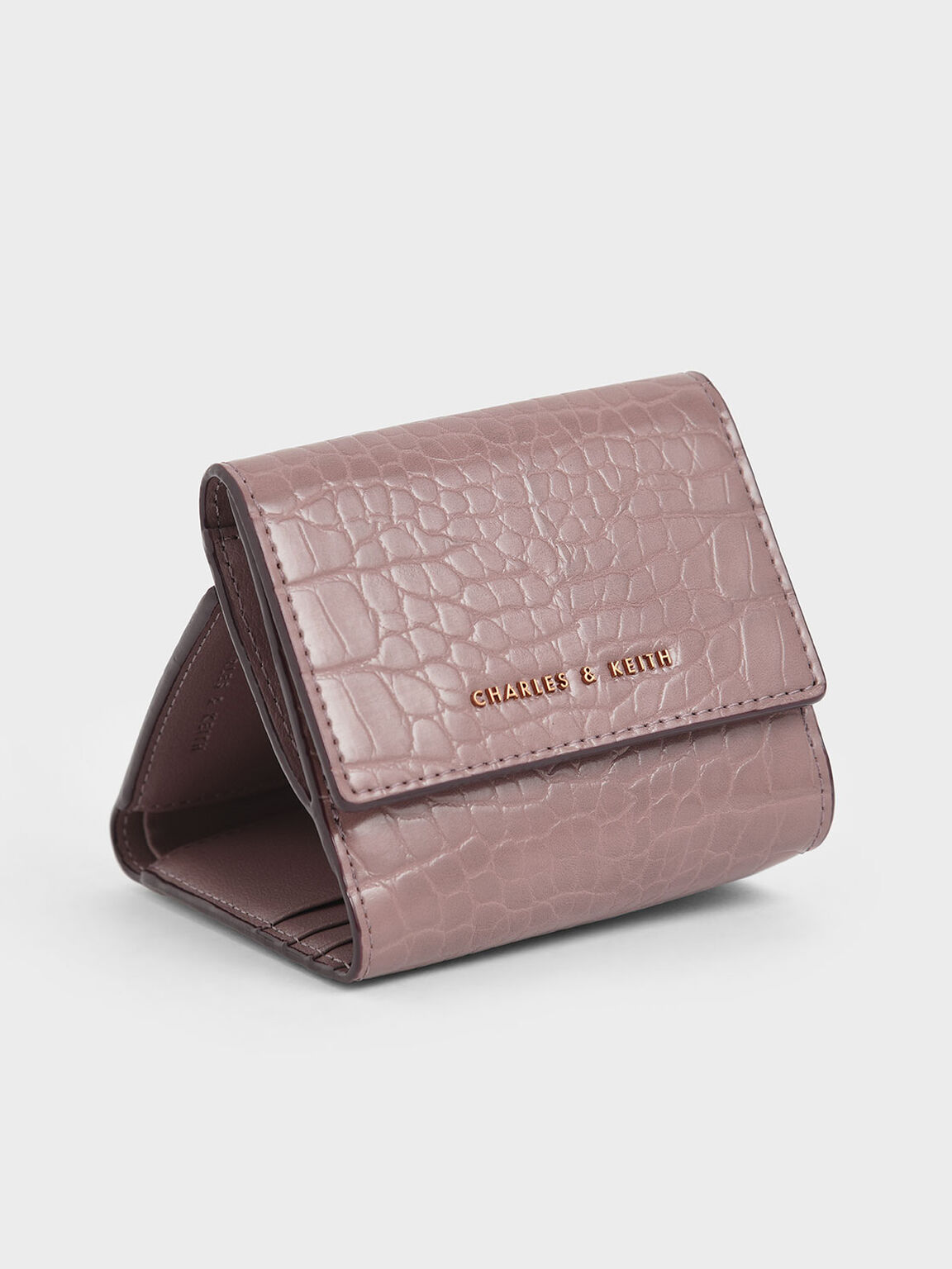 Mauve Croc Effect Short Wallet Charles Keith Us