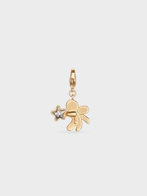 Athalia Gingerbread-Fairy Crystal-Star Charm, Gold, hi-res