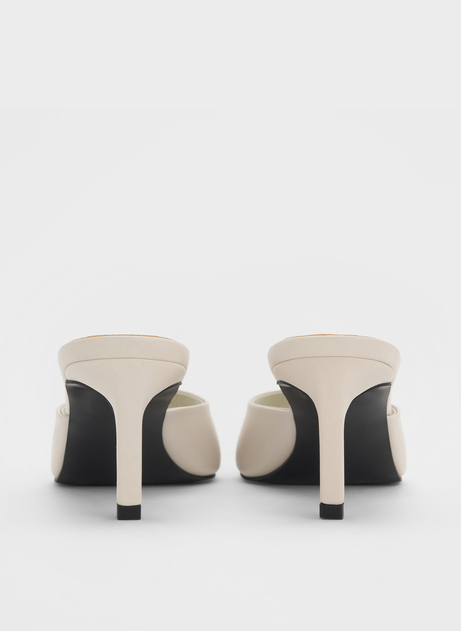 Pointed Peep-Toe Heeled Mules, Chalk, hi-res