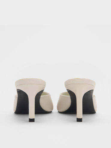 Pointed Peep-Toe Heeled Mules, Chalk, hi-res
