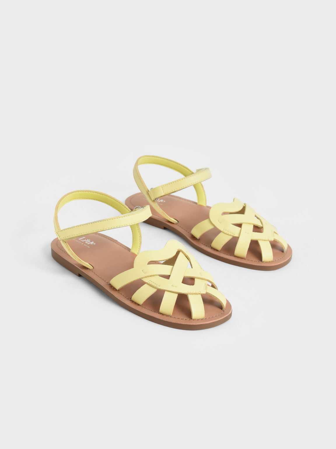 Yellow Girls Caged Ankle Strap Sandals CHARLES KEITH AE