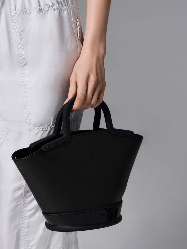 Black Fan Double Handle Tote Bag - CHARLES & KEITH US