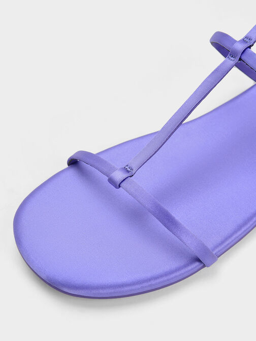 Recycled Polyester T-Bar Ankle-Strap Sandals, Purple, hi-res