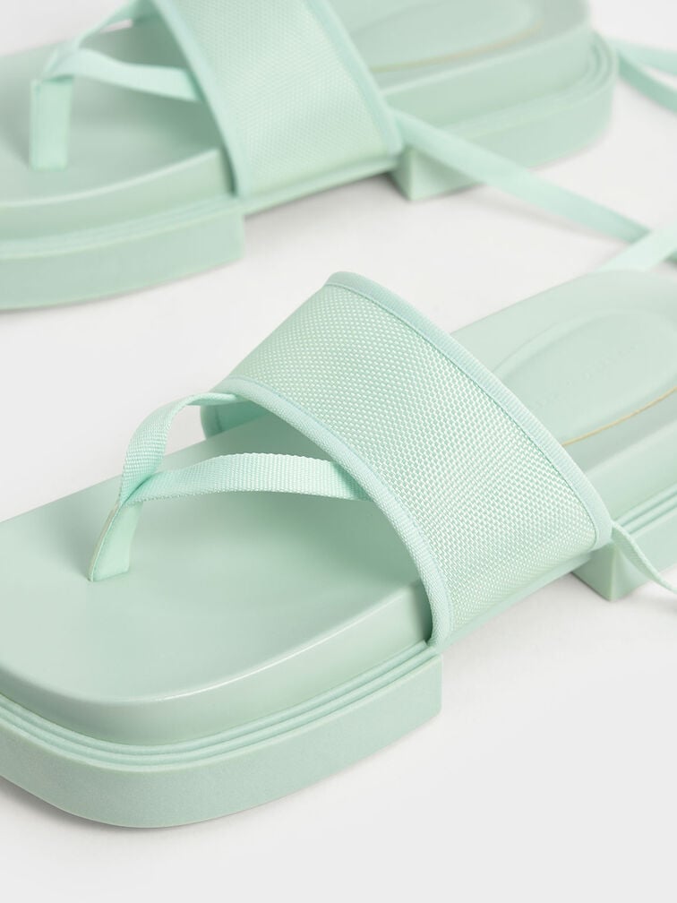 Alex Recycled Polyester Tie-Around Thong Sandals, Mint Green, hi-res