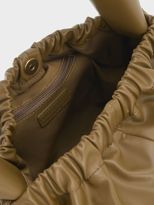 Large Ally Ruched Slouchy Bag, Khaki, hi-res