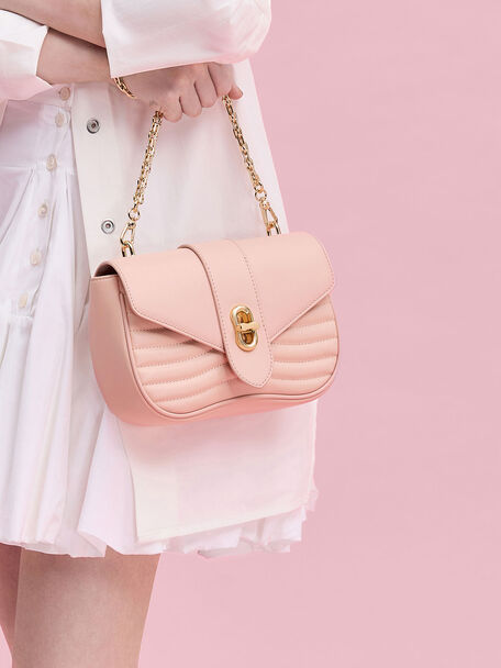 Aubrielle Panelled Crossbody Bag, Pink, hi-res