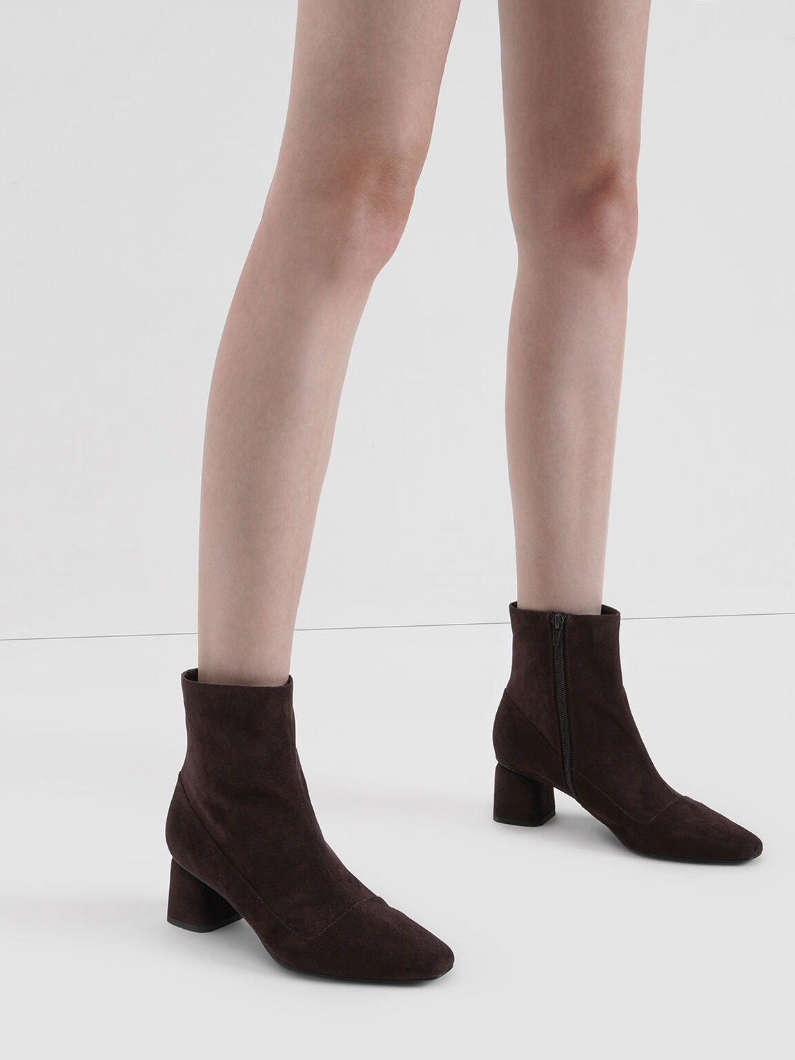 Textured Zip-Up Ankle Boots, Maroon, hi-res