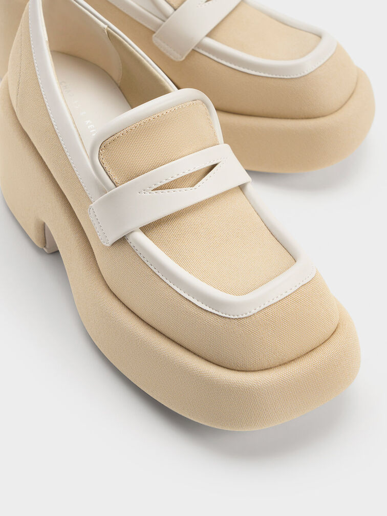 Mocasines Leni de lona con plataforma, Beige, hi-res