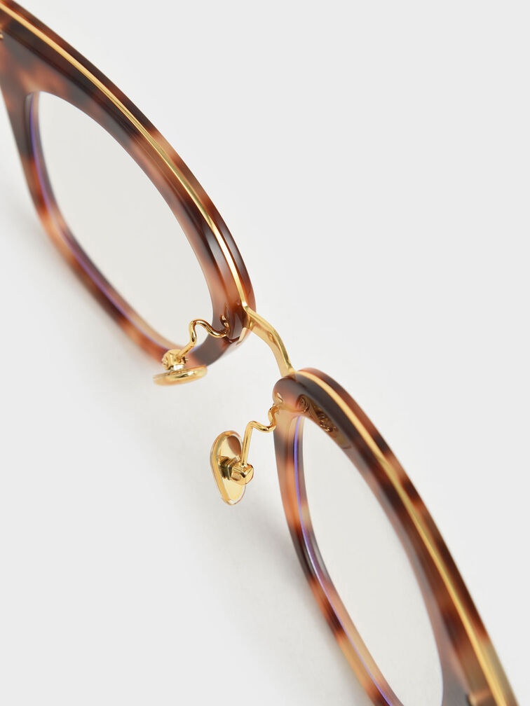 Acetate Tortoiseshell Square Blue Glasses - CHARLES & KEITH US