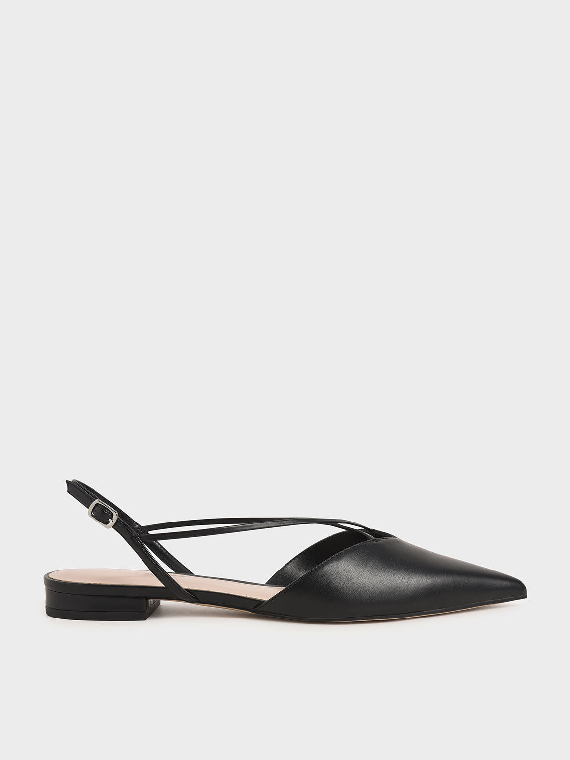 Strappy Ballerina Slingback Flats, Black, hi-res