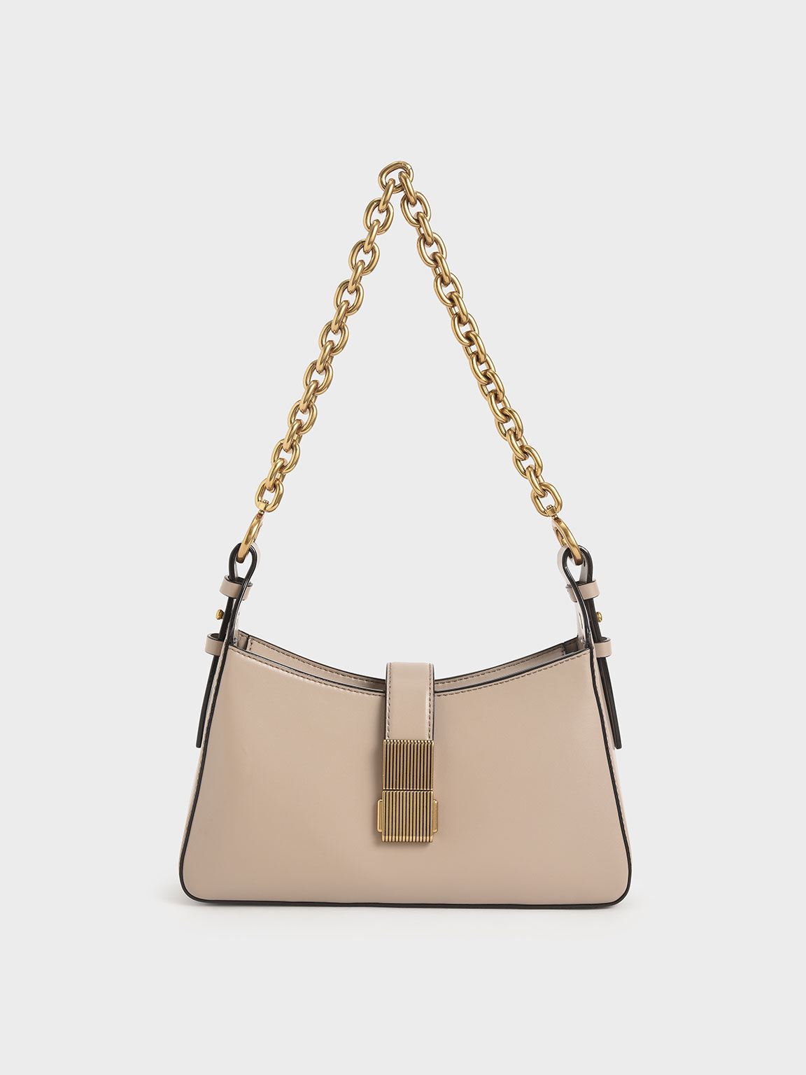 Chain Handle Shoulder Bag, Sand, hi-res