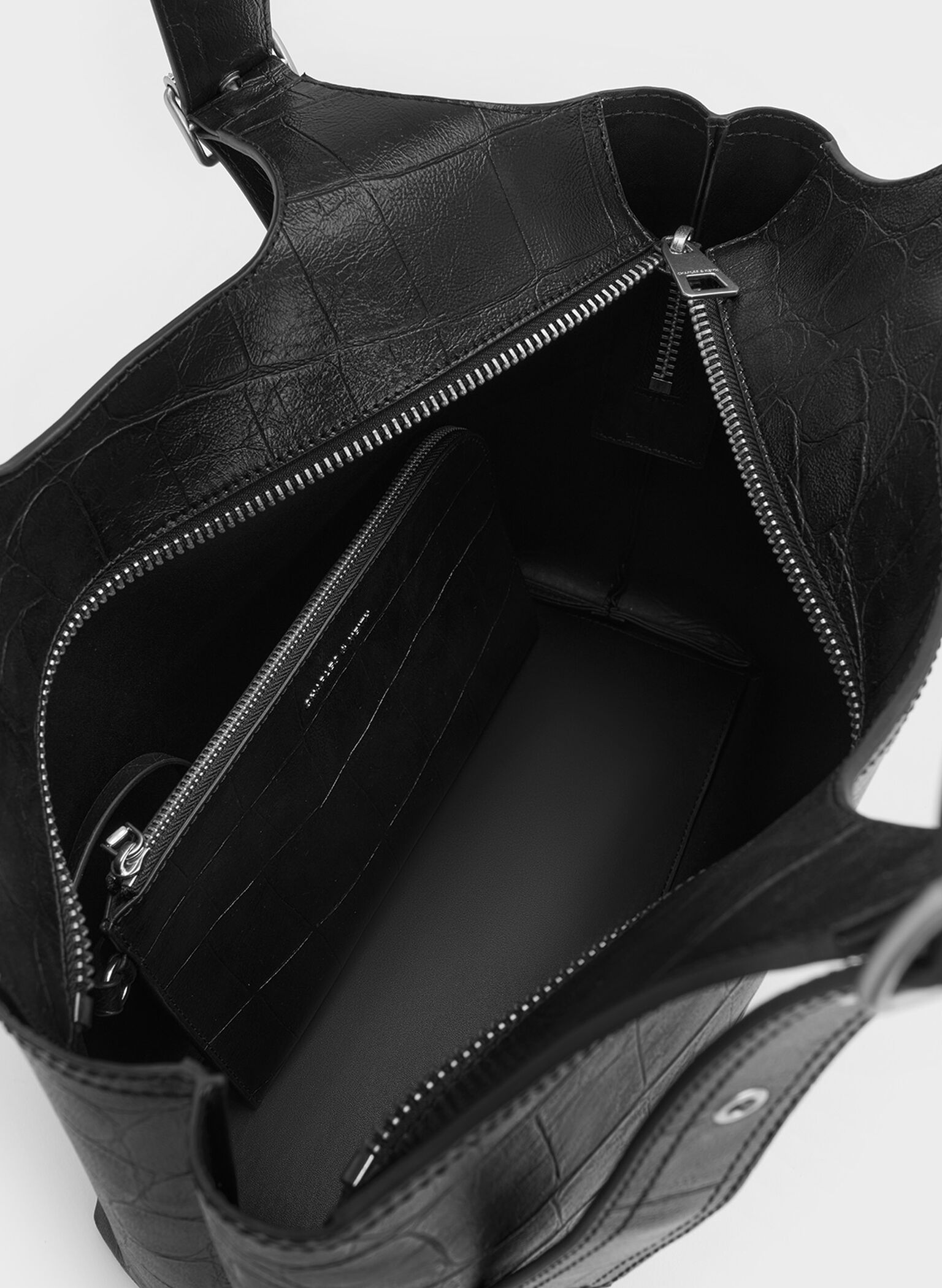 Bolso tote Liv efecto cocodrilo, Noir, hi-res