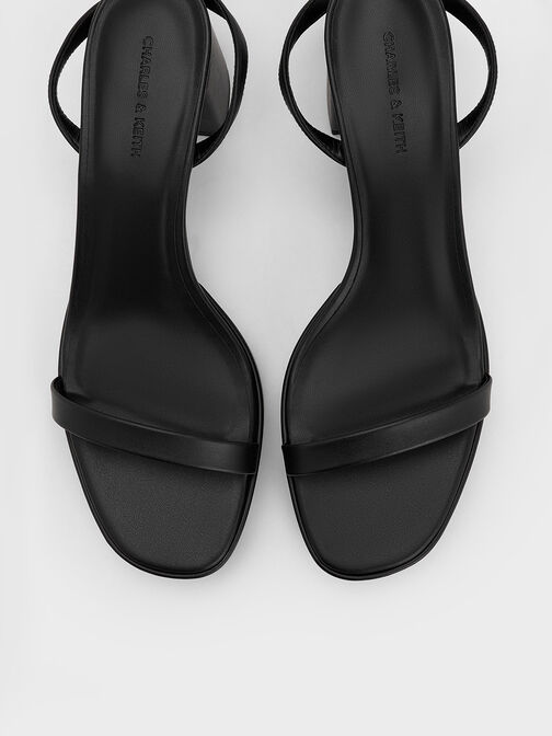 Thin-Strap Block Heel Sandals, Black, hi-res