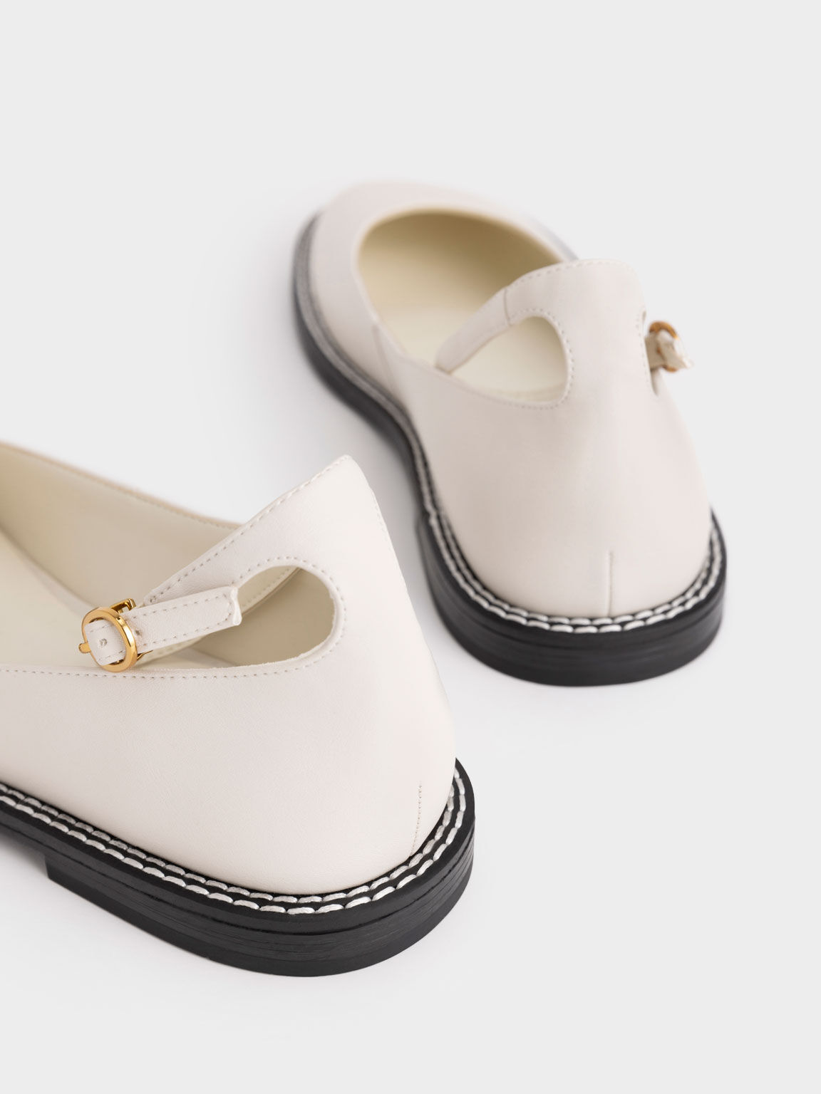 Stitch-Trim Ankle Strap Ballerinas, Chalk, hi-res