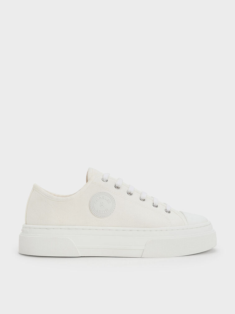 Kay Canvas Low-Top Sneakers, White, hi-res