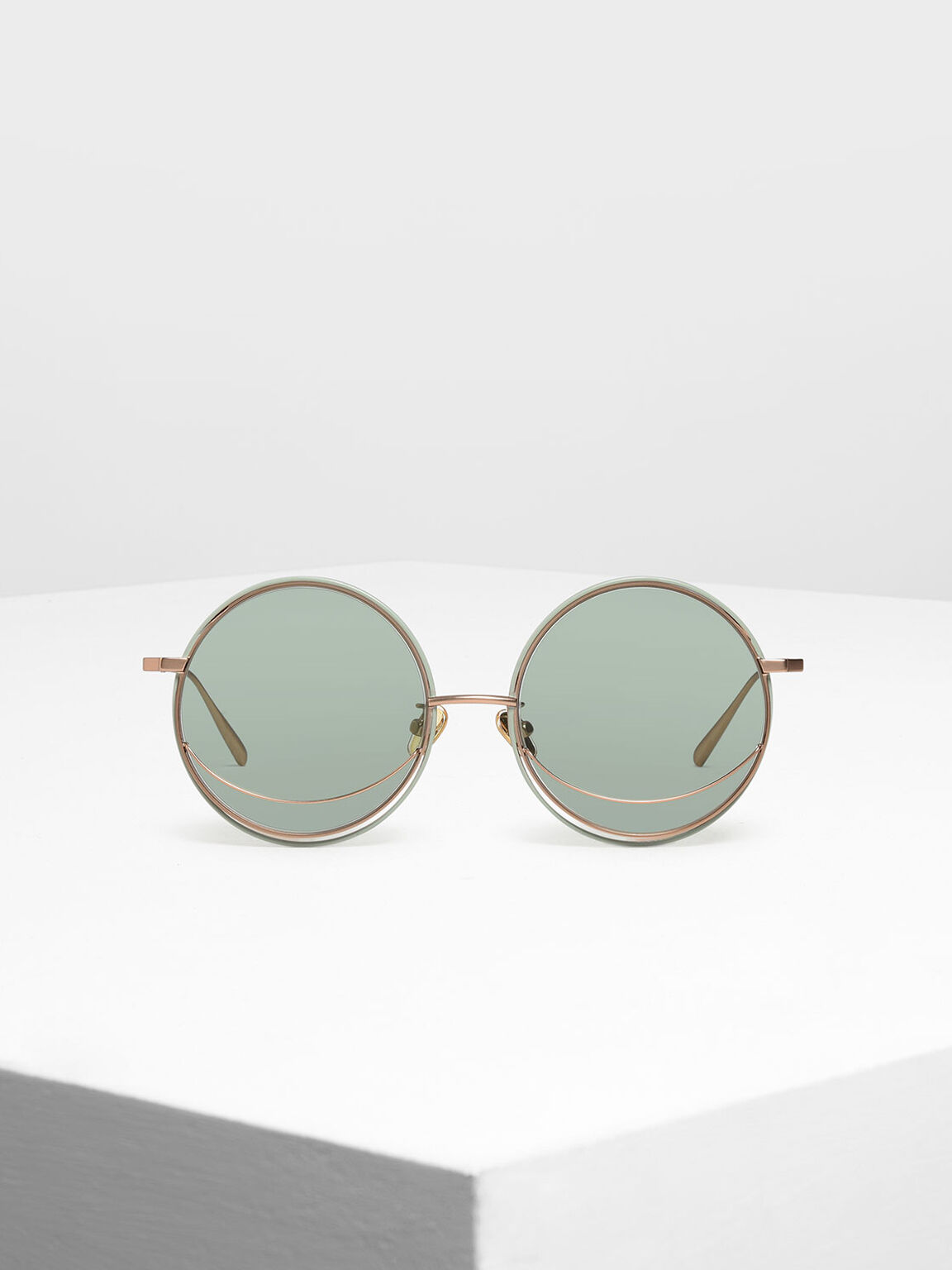 Circle Frame Sunglasses, Green, hi-res