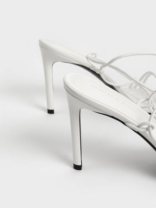 Strappy Tie-Around Stiletto Sandals, White, hi-res