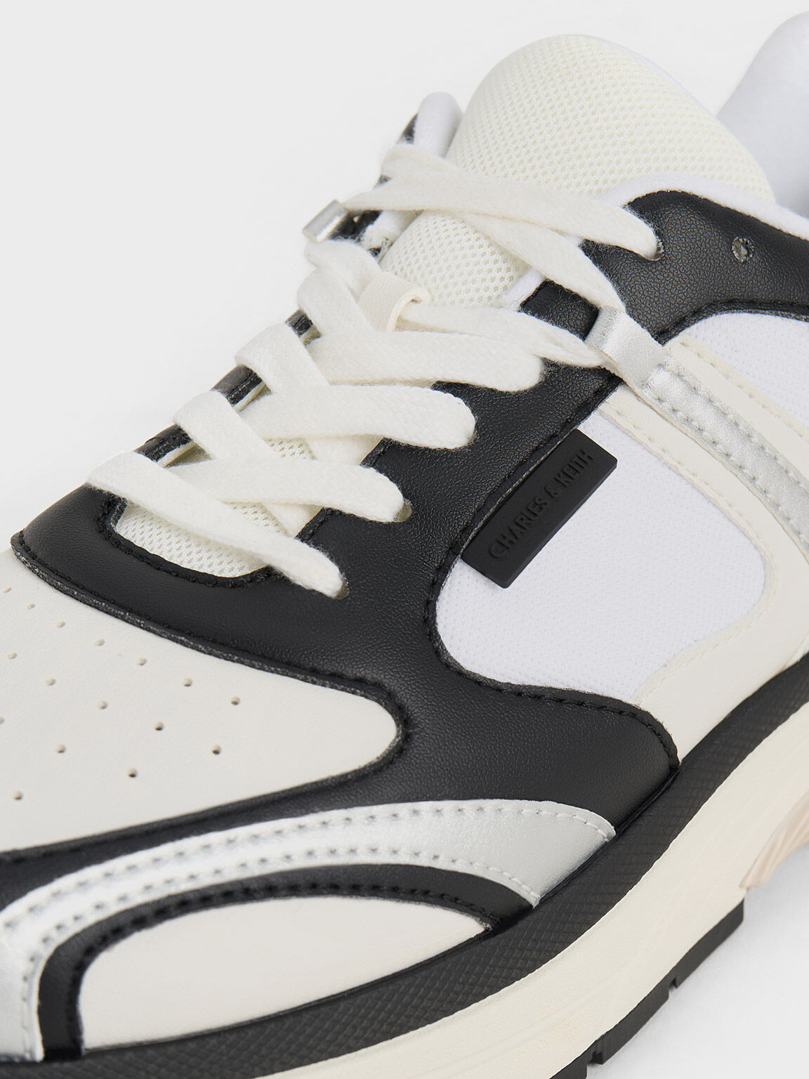 Black Mesh Lace Up Chunky Sneakers CHARLES KEITH CA