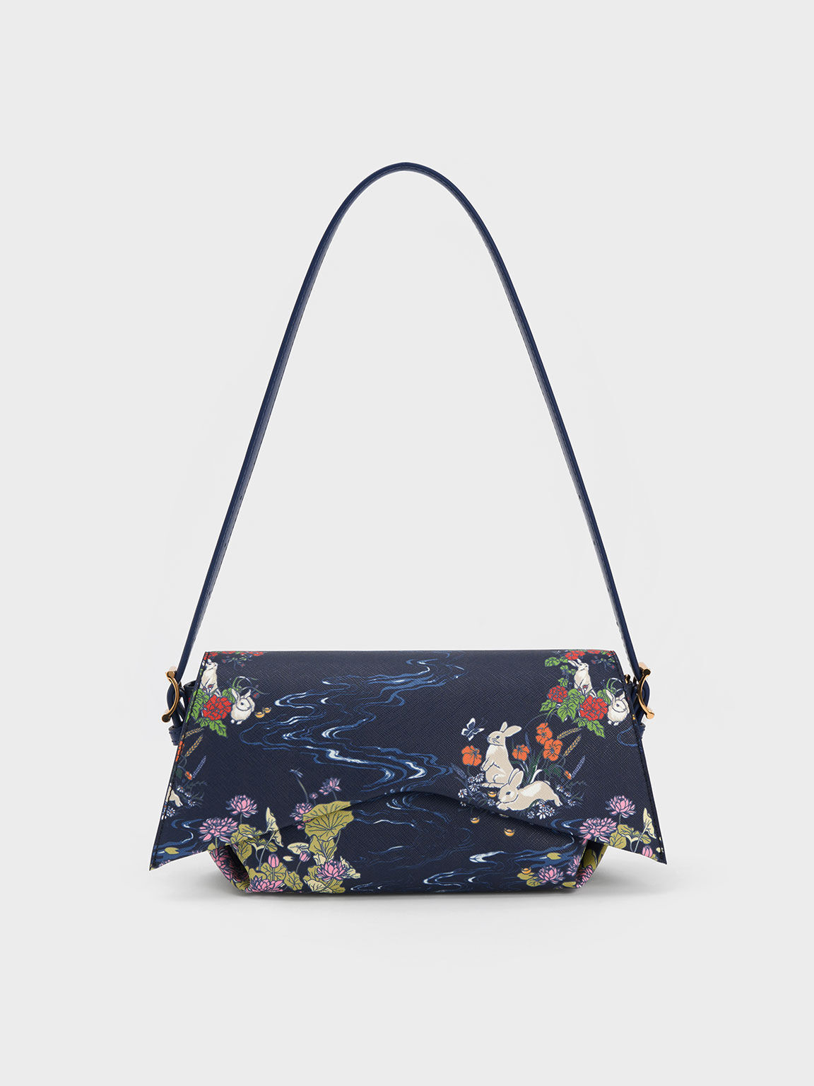 Rabbit Illustrated Geometric Bag, Navy, hi-res