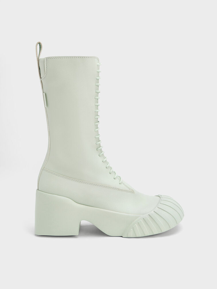 Adrian Chunky Sole Lace-Up Boots, Light Green, hi-res