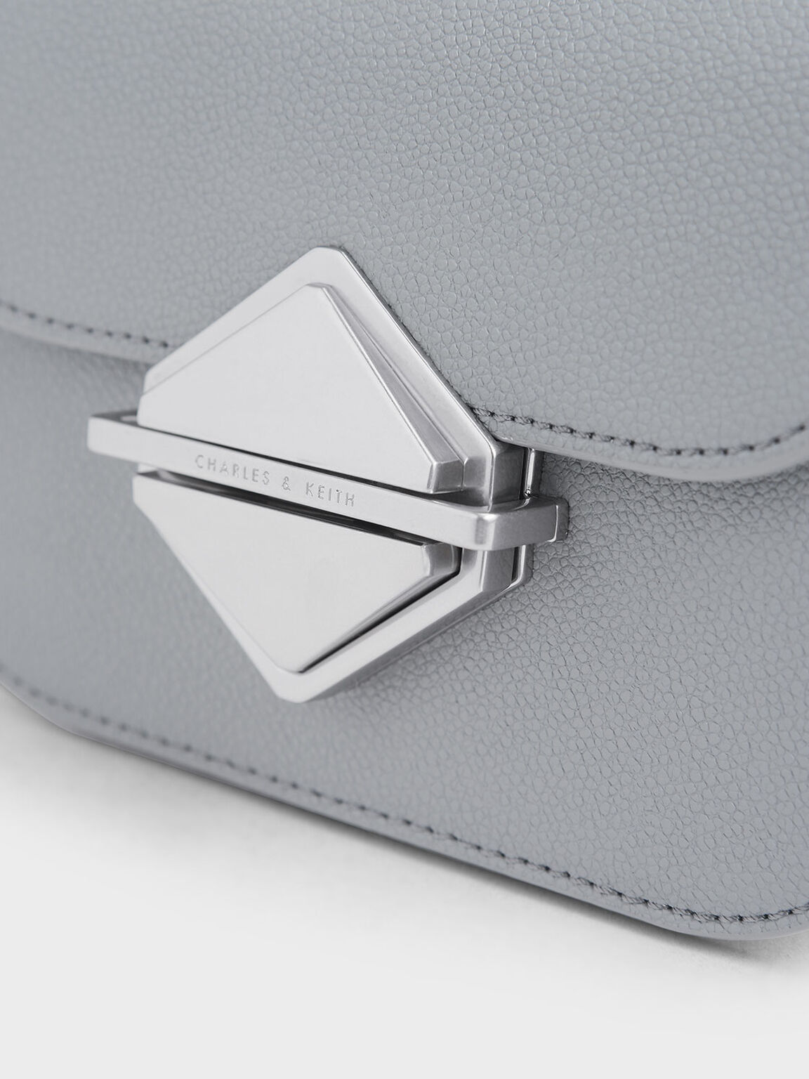 Grey Metallic Accent Mini Top Handle Bag | CHARLES & KEITH SG
